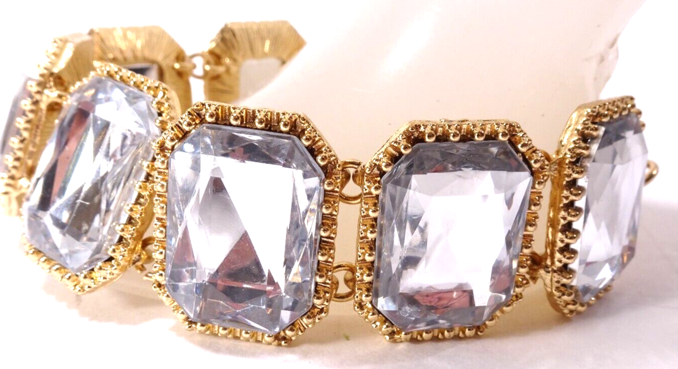 J.Crew Womens Crystal Rectangle Princess Link Bracelet NWOT Size 48