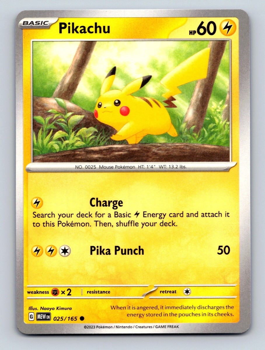 Pikachu HP 60 Charge Pika Punch Yellow Electric Pokémon Card Pikachu HP 60 Charge Pika Punch Yellow Electric Pokémon Card