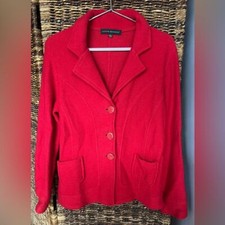 Harve Bernard- Red Vintage Wool Blazer Coat, Size: Large, Pre-Owned