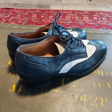 Nine West Kincaid Size 2 Navy Blue White Leather Wingtip Spectator Oxford Shoes