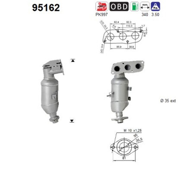 AS Katalysator 95162 FüR Toyota Yaris KSP130_ KSP130 GPL KSP90_ VVT KSP90R-image