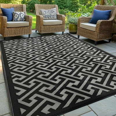 #ad Waterproof Outdoor Rug 5x8 Reversible Plastic Straw Easy Clean Patio Deck RV Bea $33.58