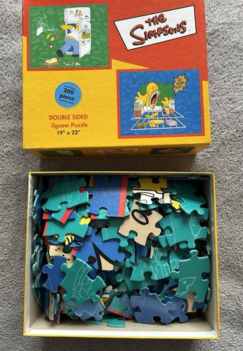 The Simpsons Puzzle Jigsaw 200 Pieces Double Sided Homer in Fridge 19”x22” 1998 - Picture 3 of 6