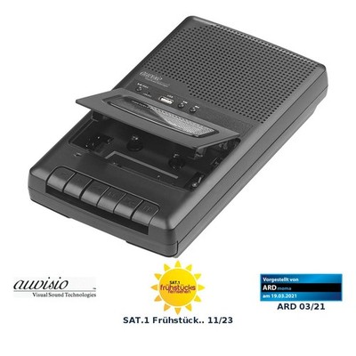 auvisio Mobiler Kassettenspieler & USB-Digitalisierer, Lautsprecher & Mikrofon