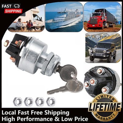 Universal Ignition Key Starter Switch w/ 2 Keys For Car Tractor Trailer Truck