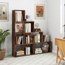 4-Tier Stepped Bookshelf w/ 6 Cubes, 64" Tall Organizer w/ Anti-Tipping Kits