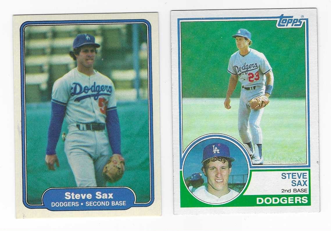 Lot of 2 Different Los Angeles Dodgers Steve Sax Baseball Cards