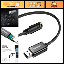USB to 3.5mm Audio Adapter, TRRS Aux Cable with Mic, External Sound Card for PS4