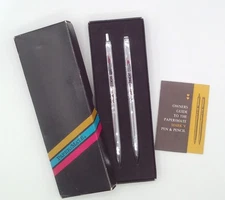 Vintage Paper Mate Double Heart Chrome Pen & Pencil Set in Original Box