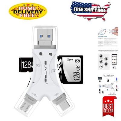 4-in-1 SD Card Reader for iPhone/iPad/Android/Mac - Quick Data Transfer & Charge