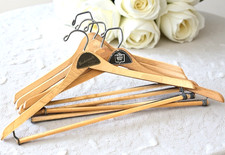 Vtg 1920s-1960s Wooden 5 Hangers Vandermast's- Eagle Clothes Wishbone Dovetail