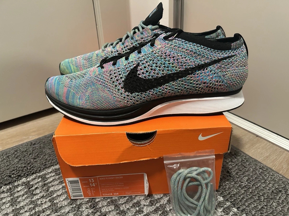 Nike Flyknit Racer Sherbet Blue Lagoon Pink Flash Mens 8 Womens 9.5 526628-001 Nike Flyknit Racer Chlorine Blue Men main image 2