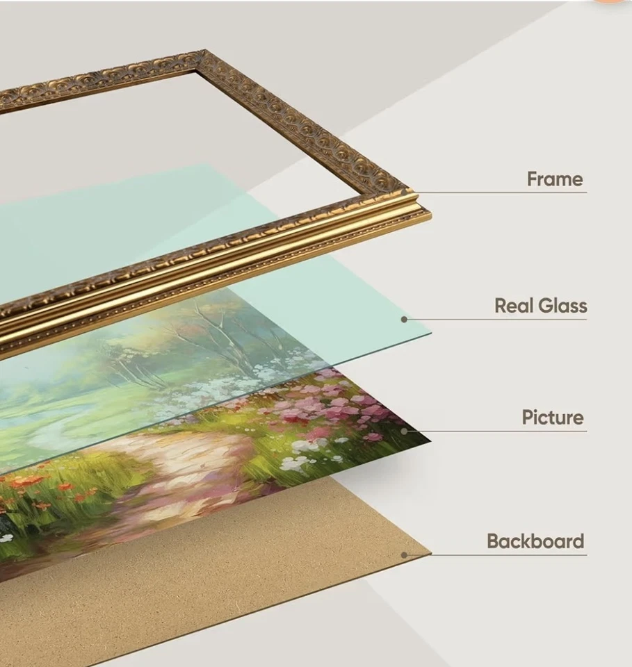 Quadro de pôster luxuoso dourado 8x12 polegadas bronze ornamentado parede horizontal e vertical - Imagem 3 de 4