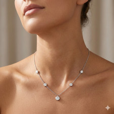 Designer 5Ct White Diamond Necklace-Great Shine  FREE Diamond Studs