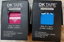 OK TAPE PRO Kinesiology Tape, 2inch x Long Roll 16ft 2 Rolls BLUE PINK