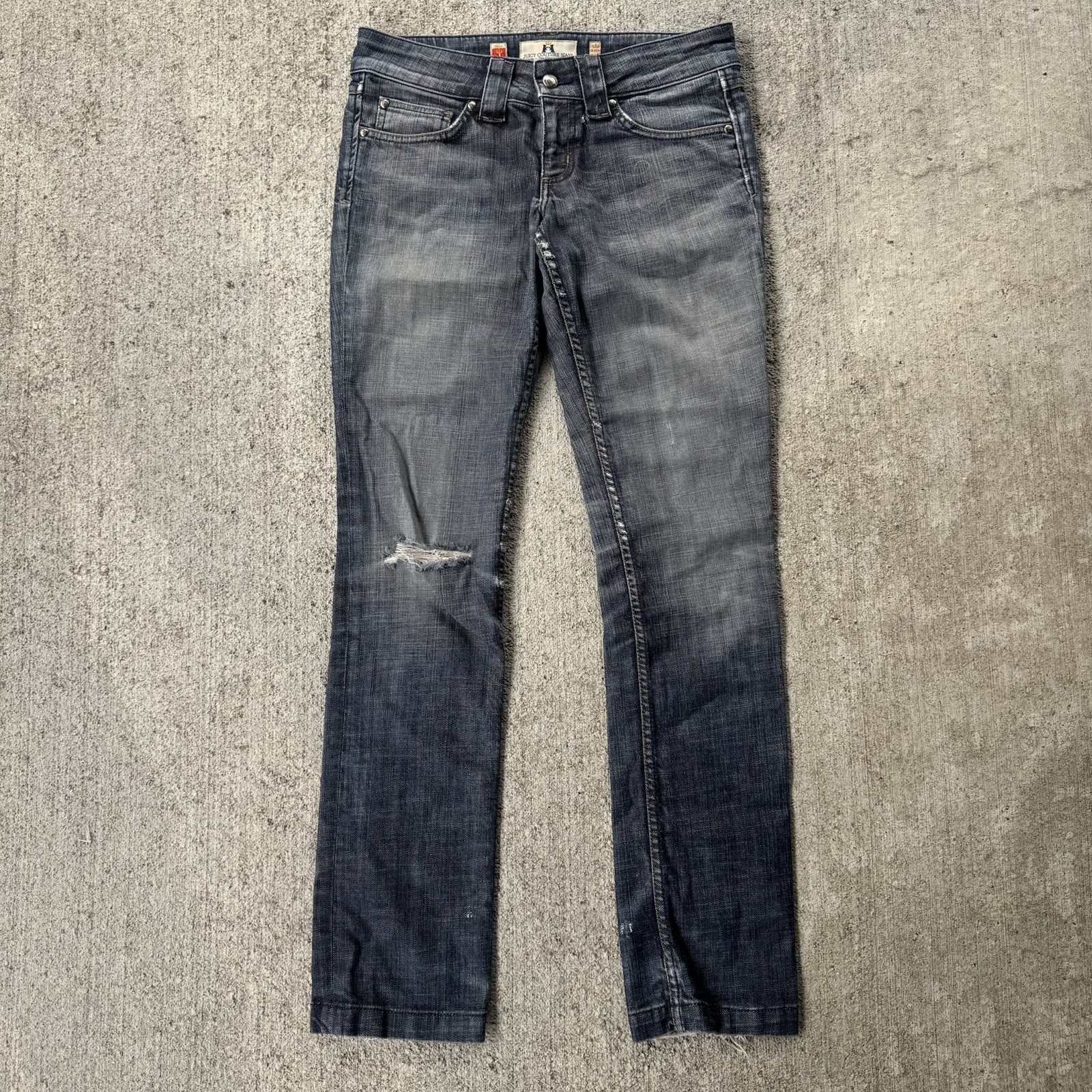 Vintage Y2K Juicy Couture Low Rise Jeans Blue Distressed Stretch Slim Blue 30x32