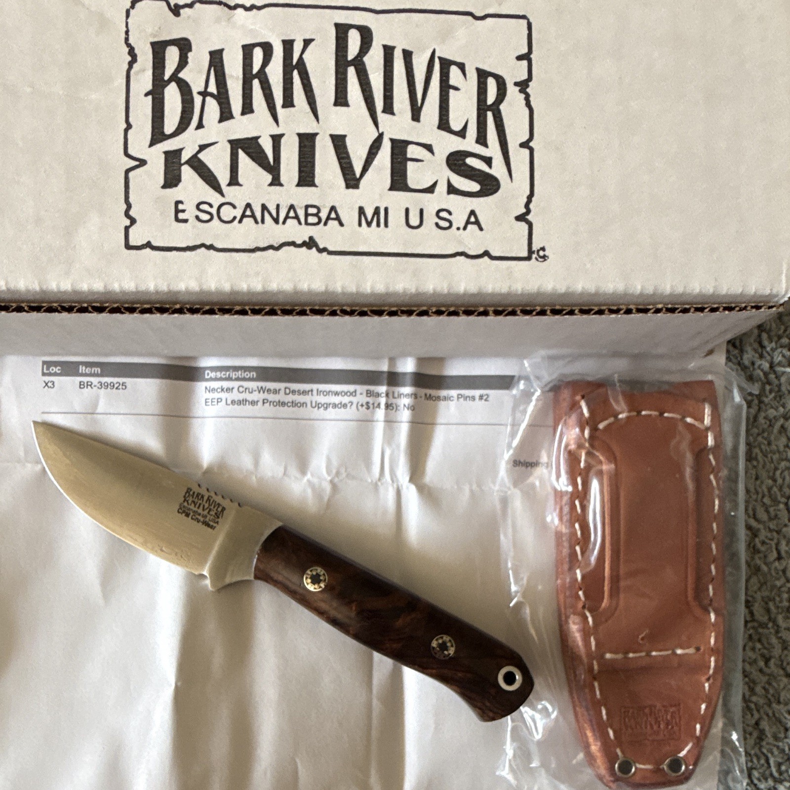 Bark River Neck Fixed Blade Drop Point Plain Edge Full Tang w/ Sheath 2024