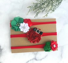 Santa Christmas Nylon Baby Headband Set for Newborn,Toddler Girls