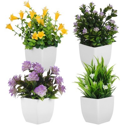 4 Pcs Home Decor Small Potted Faux Plant Indoor Artificial Plants Simulation