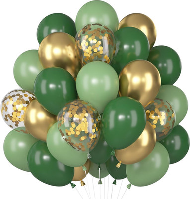 Luftballons Grün Gold 60 Stück, Luftballons Dunkelgrün Gold Metallic Helium Ball