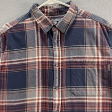 Eddie Bauer Shirt Mens 2XL Blue Plaid Flannel Long Sleeve Cotton Button Up