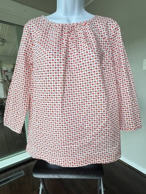 Boden Sz 8 Apple Blouse Top Cotton 3/4 Sleeve Lightweight 