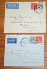 KENYA & UGANDA KUT KGV 1931 1932 15c & 50c 2 covers to Bolton, England. Air mail