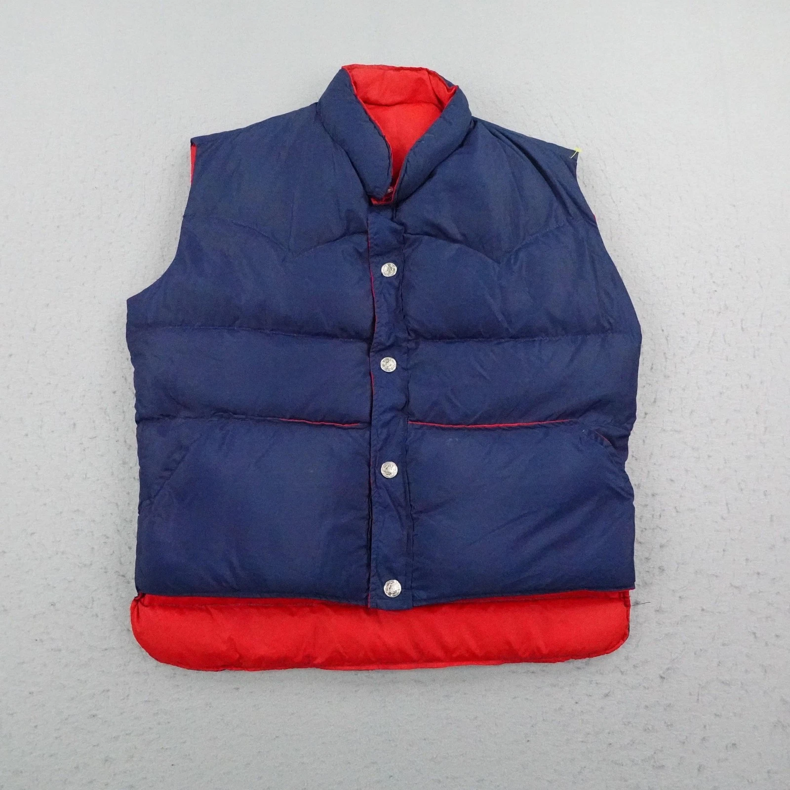 Vintage Miller Vest Mens Small Blue Red Reversible Puffer Gilet Down Western