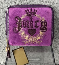 NWT VTG Juicy Couture Zip Wallet Y2K Embroidered Crown Logo Purple Velvet RARE