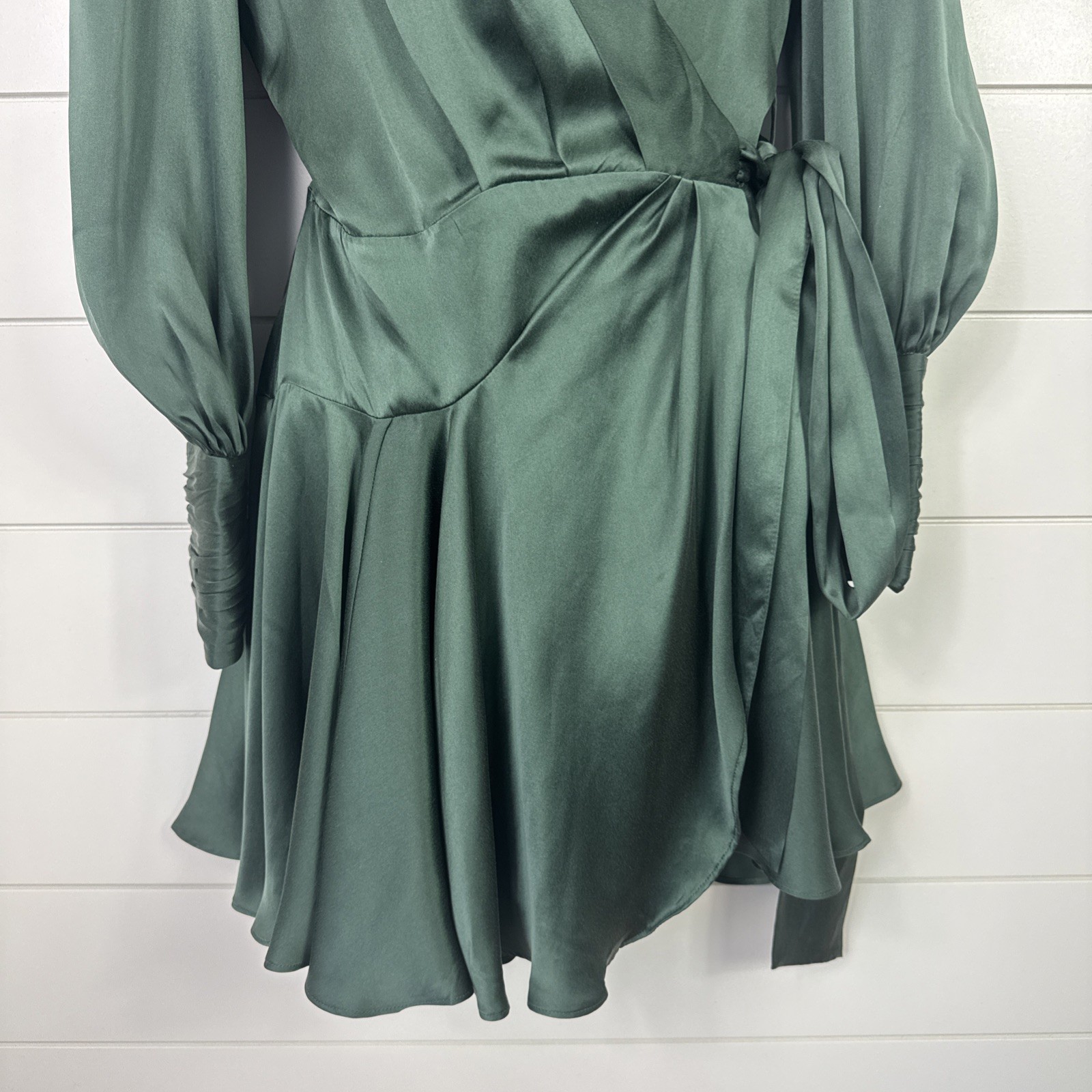 ZIMMERMANN Silk Wrap Front Mini Dress Green sz 1 / Medium