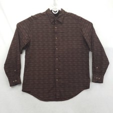 Jhane Barnes Shirt Mens Large Brown Geometric Long Sleeve Button Up Casual