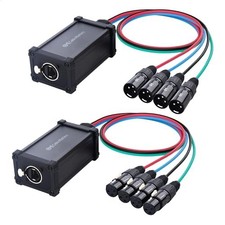 XLR Audio Over Ethernet Snake with 2 Boxes - 4X XLRMale Pigtail Box and 4X XLRFe