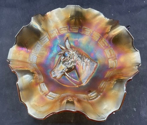 OUTSTANDING EXAMPLE VINTAGE CARNIVAL DUGAN MARIGOLD PONY BOWL LOVELY IRIDESCENCE