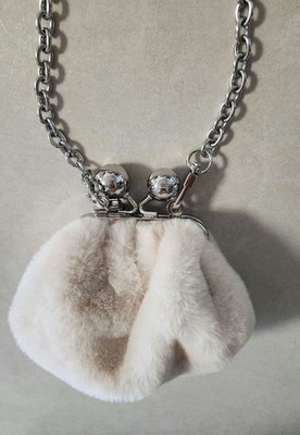 Max Mara Weekend Pasticcino Faux Fur Chain Shoulder Bag w/Dust Bag in White USED