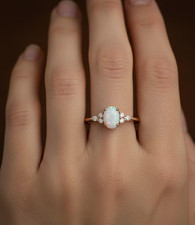 Opal Ring 14k Solid Gold Ring October Birthstone Ring Stunning Oval Ring, Opal