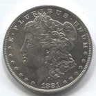 1881- O- MORGAN SILVER DOLLAR - 90% SILVER - AU -LOT # 171- LOW MINTAGE