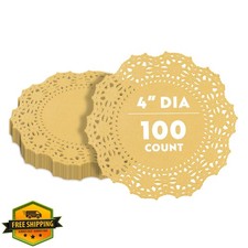 Restaurantware Pastry Tek Orange Lace Doilies 4x4 Inch 100pc Dessert Paper Do...