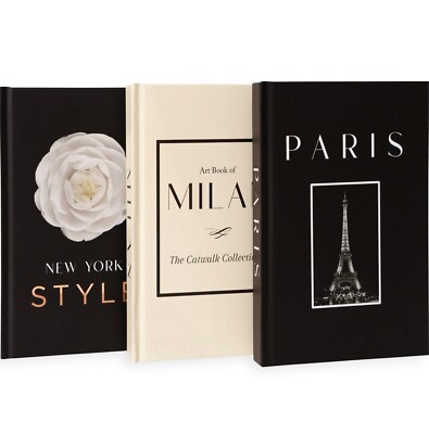 Set of 3 Faux Decorative Books for Home Decor, Coffee Table - Hardcover, Small