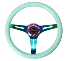 Nrg 350mm Neo Chrome Steering Wheel 3 Spoke Center Mint Green Wood St-015mc-mf Nrg 350mm Neo Chrome Steering Wheel 3 Spoke Center Mint Green Wood St-015mc-mf
