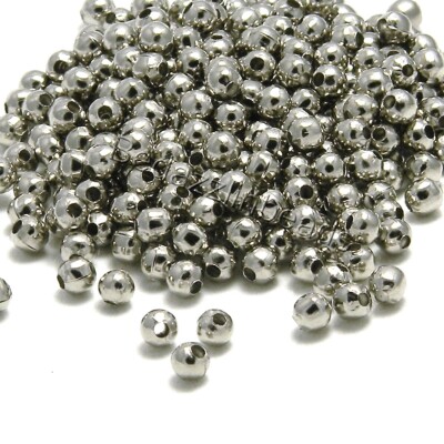 500 Platinum Silver Plated Iron Metal 4mm Round Small Little Spacer Ball Beads