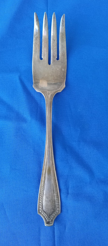 Antique -Vintage Serving Fork. It Says Sheffield Plate On The Back. 8 1/2" Long 