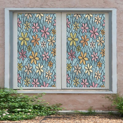 3D Petals 1700NAO Window Film Print Sticker Cling Stained Glass UV Block Fa