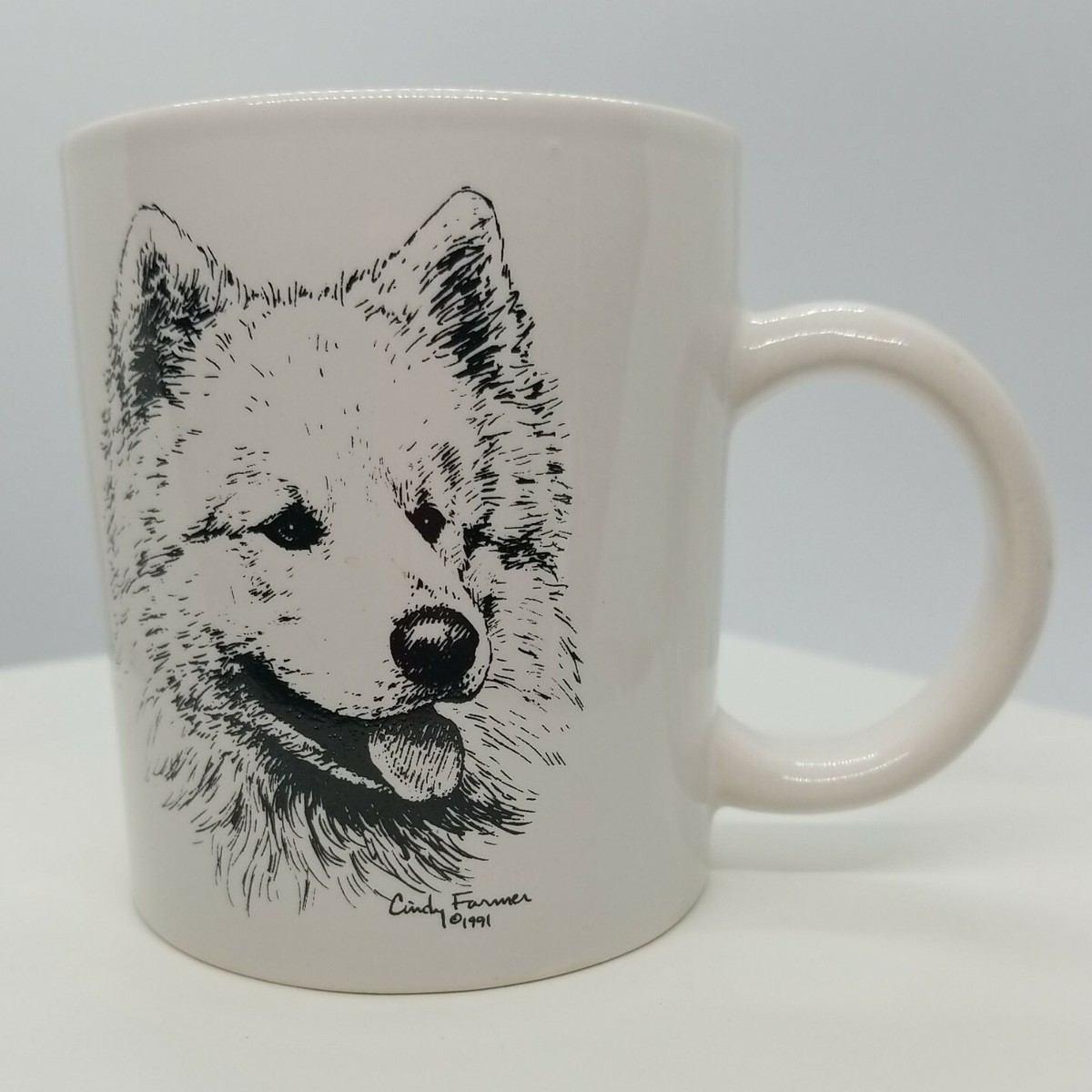 American Eskimo Samoyed Coffee Mug Dog Puppy Cindy Farmer Sketch 10oz 3.75"  | eBay