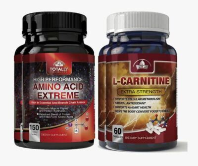Amino Acid Muscle Growth Caps & L-Carnitine Weight Loss Pills Combo Pack