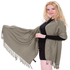 Light Beige Solid Color Design Shawl Scarf Wrap Stole Pashmina CJ Apparel *NEW*