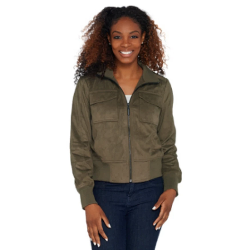 Faux suede deals bomber jacket womens