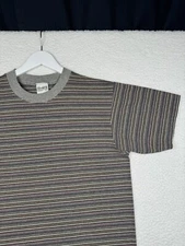 Vintage 90s Sostanza Striped Shirt - XL 14/16 Youth - Gray Brown Yellow
