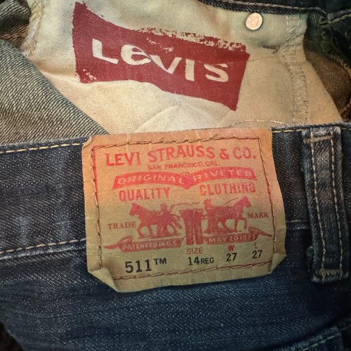 LEVI'S 511 Skinny 14 Regular (Boys) 27 x 27 Blue Wash Denim Jeans - Picture 7 of 11