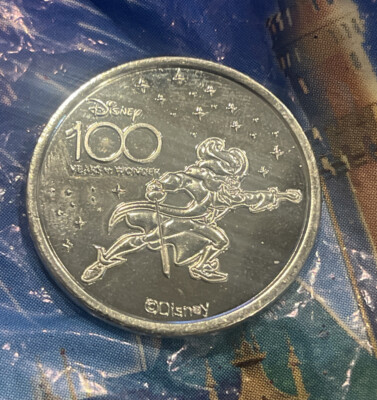 Disney 100 Anniversary Captain Hook Silver Coin Medallion