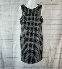 Vince Camuto Womens Dress Sz 10 Black White Geometric Sleeveless